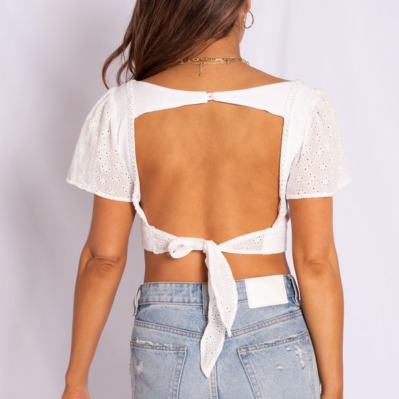 White eyelet crop top - Picture 4 of 7